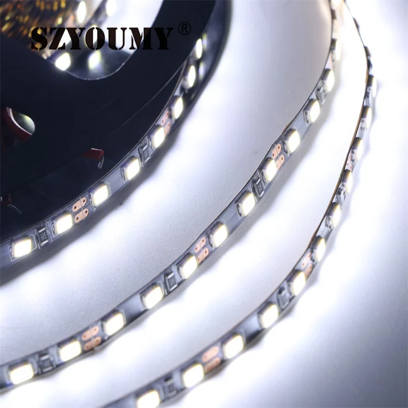 

SZYOUMY Black PCB LED Strip SMD 2835 DC 12V 600 LEDs High Lumen LED Strip Light Cool White / Warm White 50m/LOT Narrow PCB