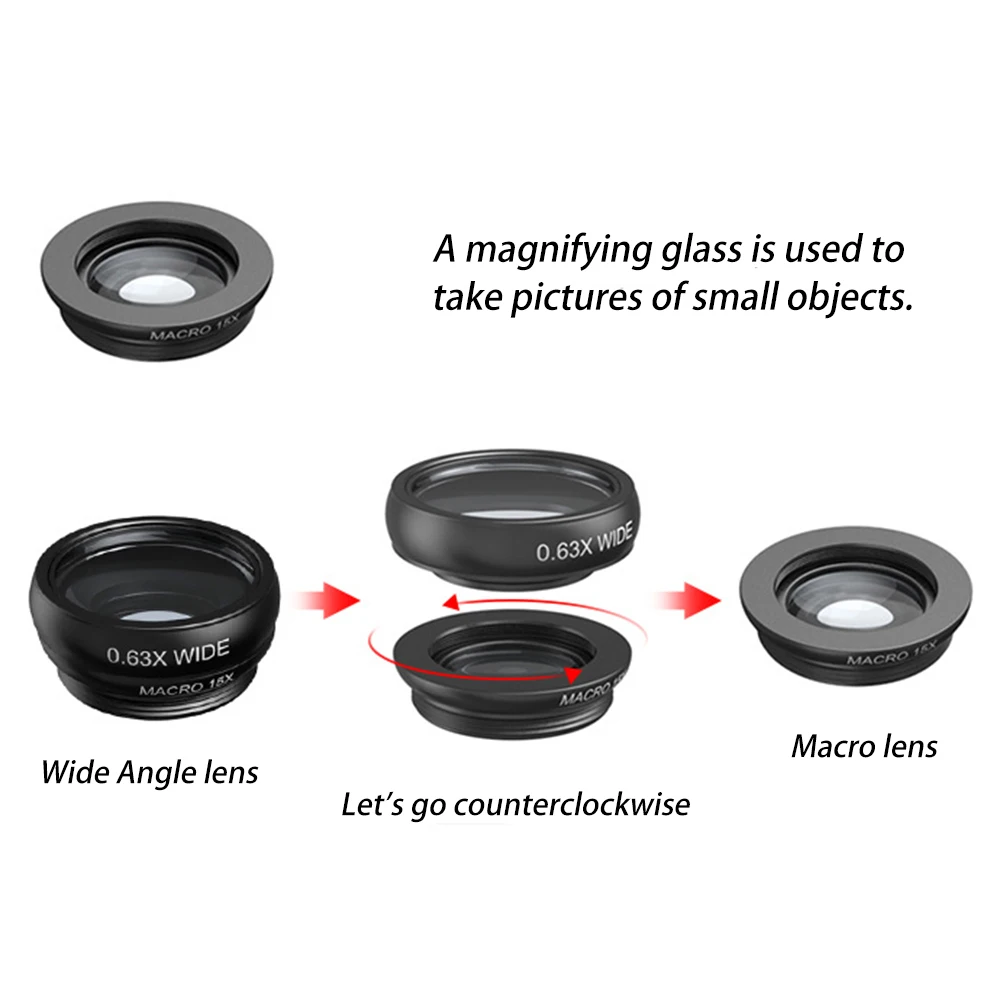 5 In 1 Wide Angle Fisheye Camera Telescope Mini Universal Telephoto Set Mobile Phone Lens Extraposition Macro |