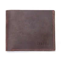 zenteii men genuine leather retro bifold wallet