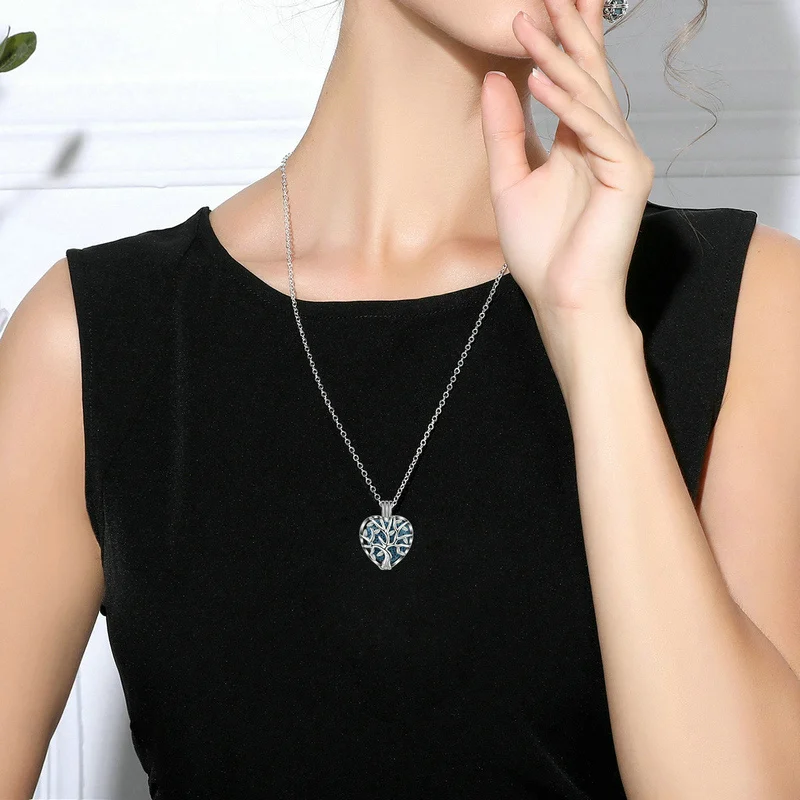 

Eudora 20mm Lava Necklace Pendant Heart Volcanic Stone Tree of life Cage Pendant Necklace For DIY Essential Oil Perfume KFC10N20