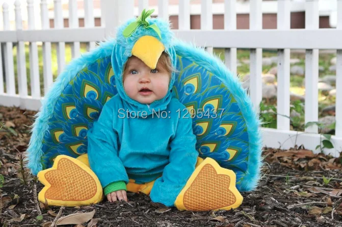 New Infant Toddler Baby Girls Boys Peacock Animal Costume Halloween Dress up Cosplay Outfits Purim Holiday Costume