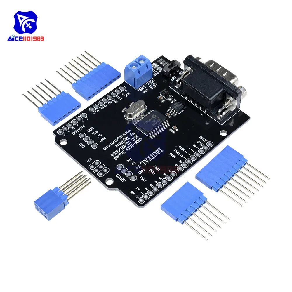 MCP2515 EF02037 CAN шина Щит SPI 9 контактов Стандартный Sub-D Плата расширения Модуль DC 5-12 В для Arduino