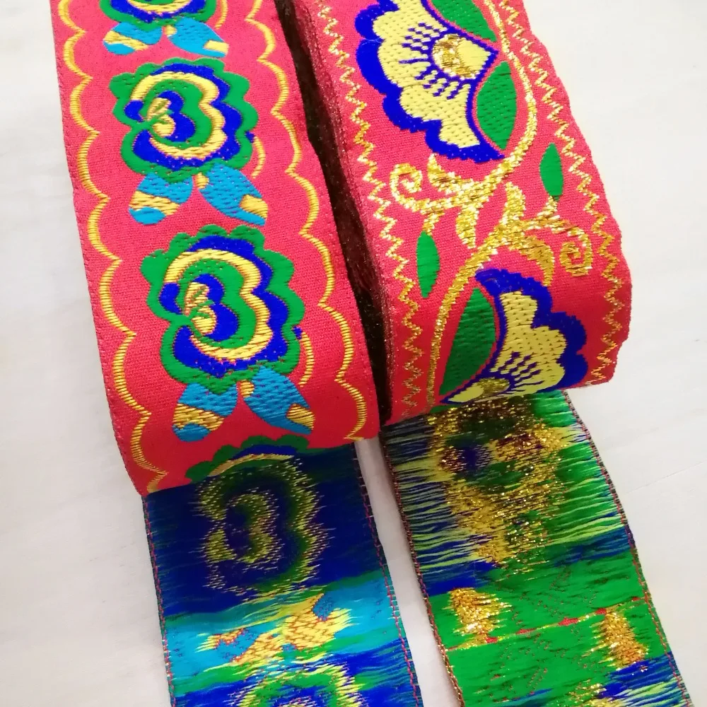 Лента жаккардовая плетеная с крупными цветами 50 мм 5 см 2 дюйма | Дом и сад