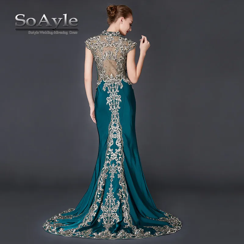 SoAyle Вечернее Платье 2017 Квадратный Воротник Элегантный Аппликации Бисера