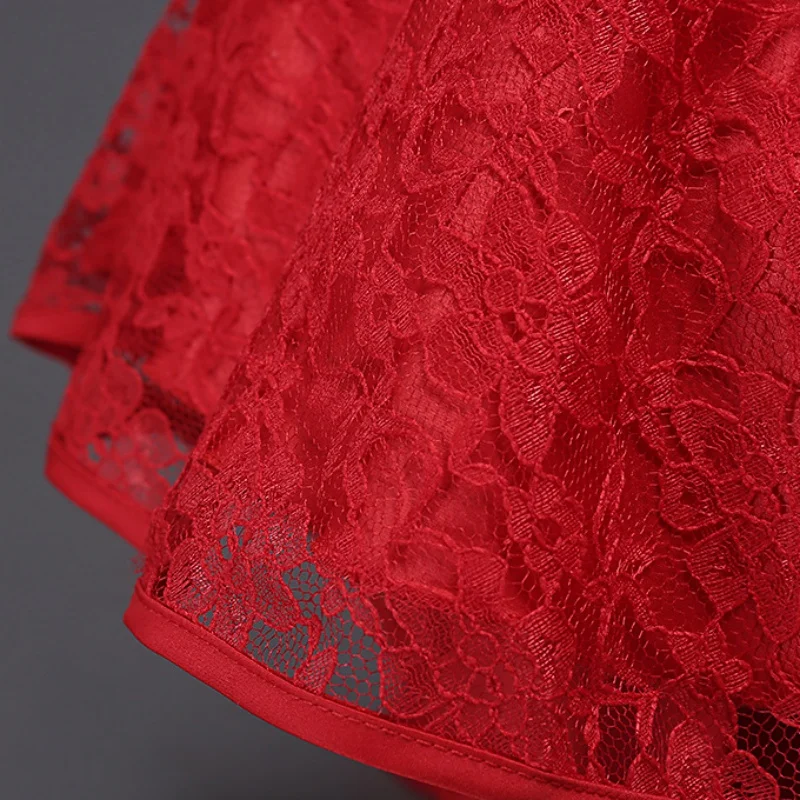 Красные Свадебные Платья с цветочным узором для девочек высококачественное