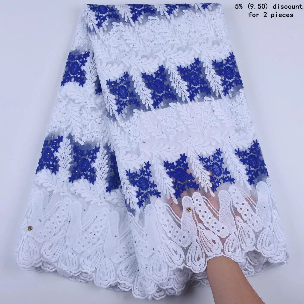 

Nigerian Milk Silk Lace Fabrics Milk Fibre Embroidery Rhinestones Tulle French Lace Fabric 5 Yards/PCS A1680