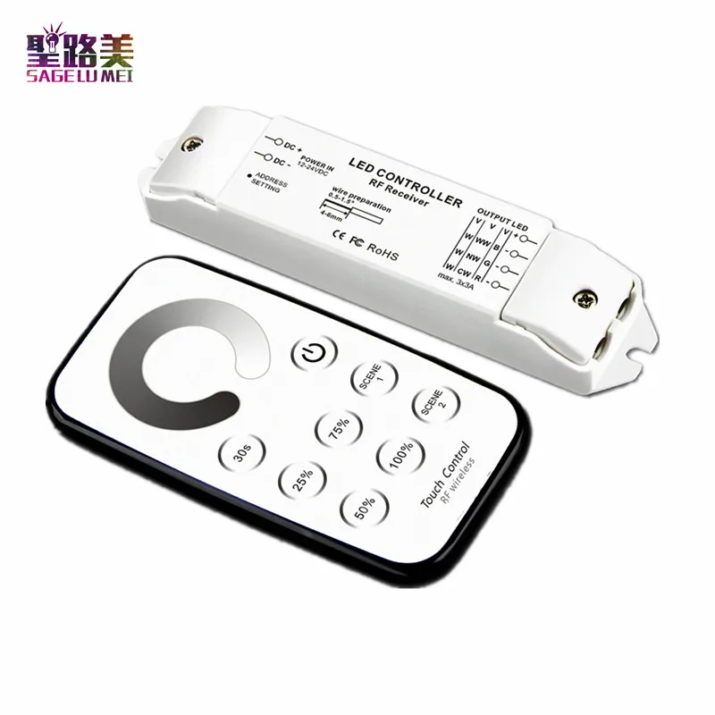 T1 + R3 DC12V 24V одноцветный светодиодный сенсорный диммер мини RF пульт дистанционного
