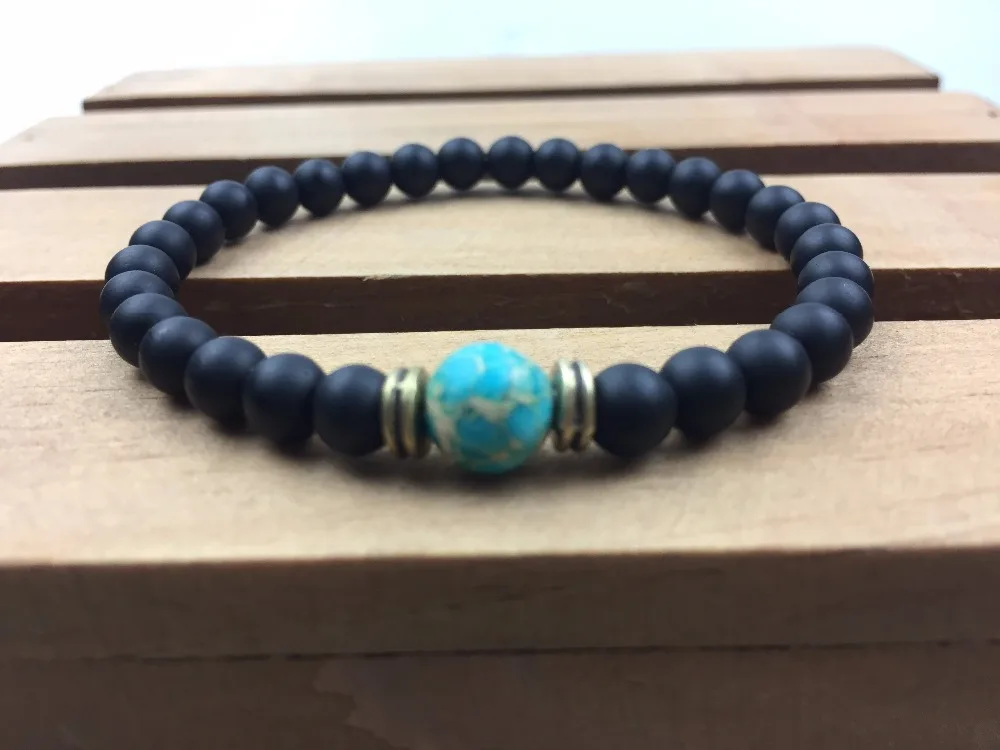 Natural Stone Bracelets 6MM Matte Onyx 8MM ImperialJasper Black Blue Regalite Bracelet Fashion Men's | Украшения и аксессуары