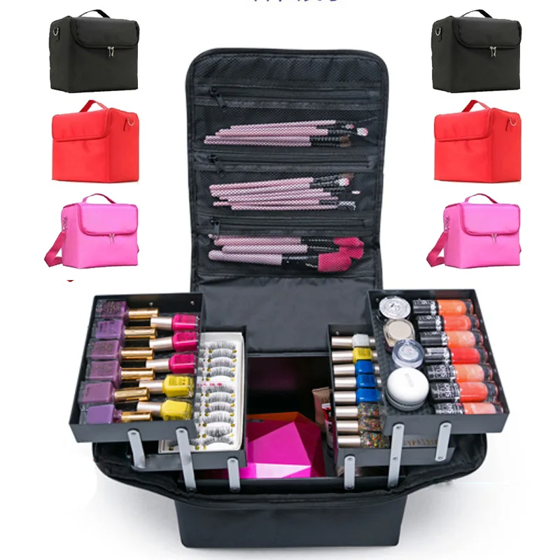 Роскошная косметичка для девушек большая органайзер кейс нейлоновая