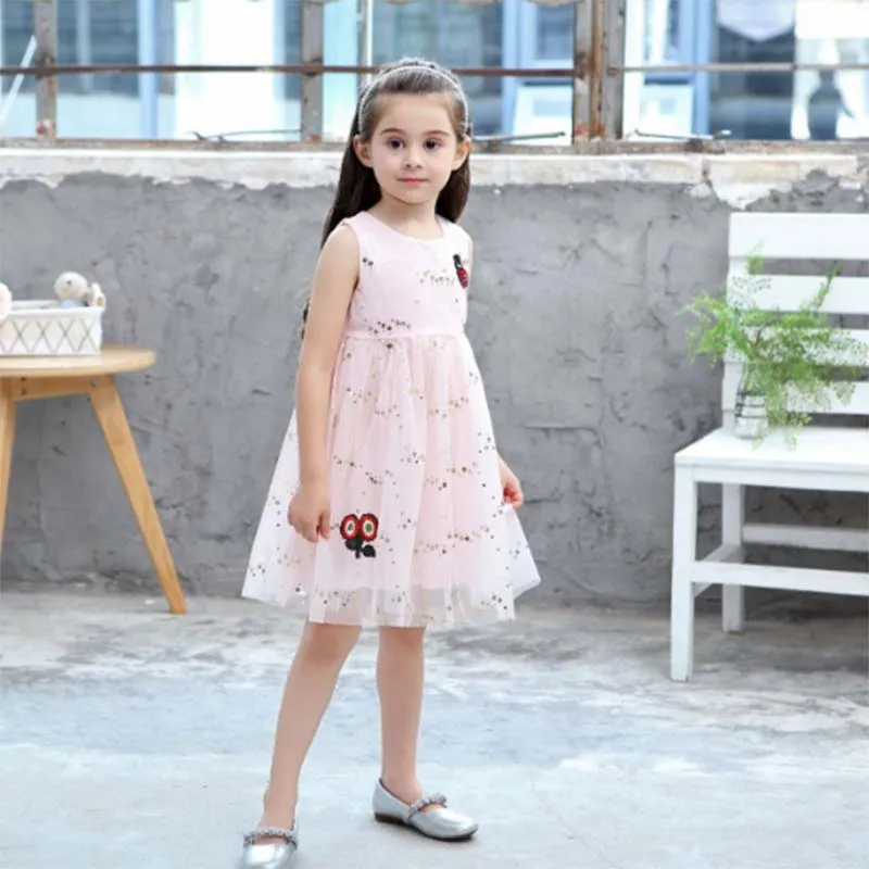 Новинка лета 2019 платье для девочек детское модное кружевное без рукавов