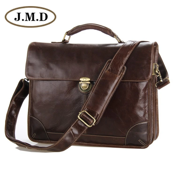 J.M.D новый классический винтажный кожаный мужской шоколадный чемодан сумка для