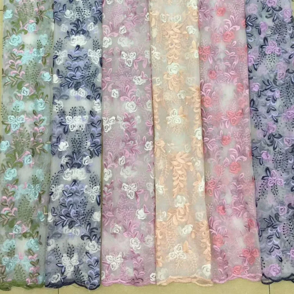 Новинка 2019 многоцветная кружевная ткань с вышивкой высококачественная одежда из