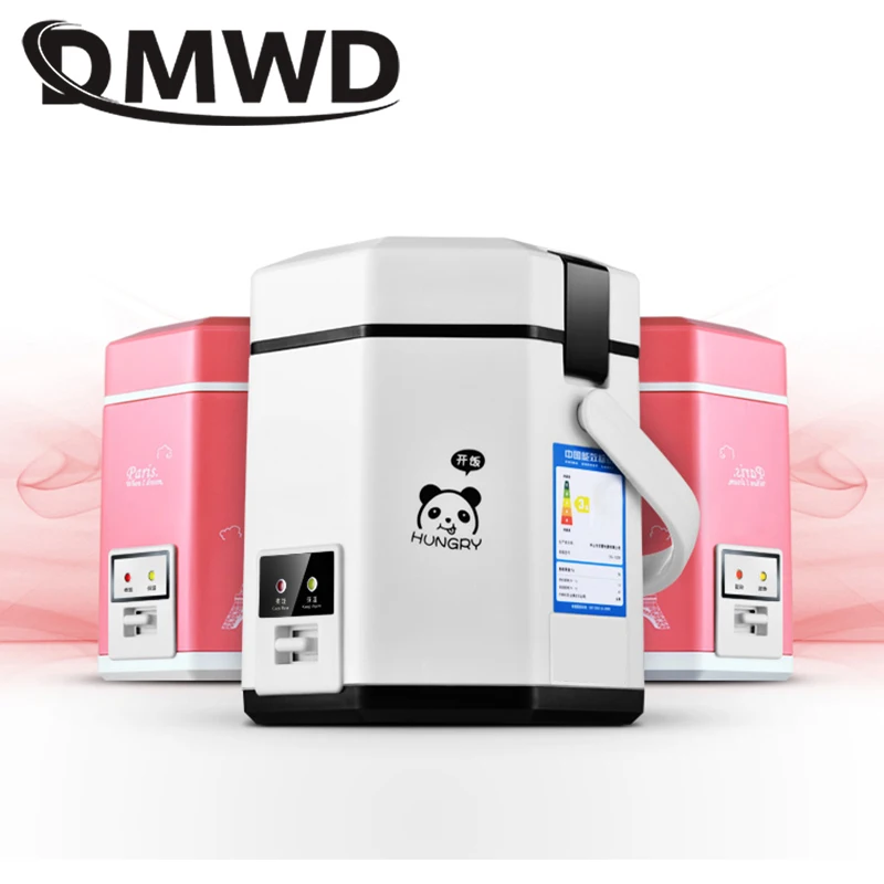 DMWD 1.2L Мини электрическая рисоварка 2-слойная Пароварка для приготовления пищи многофункциональный горшок для приготовления пищи 1-2 человек нагревательный Ланч-бокс EU US Plug