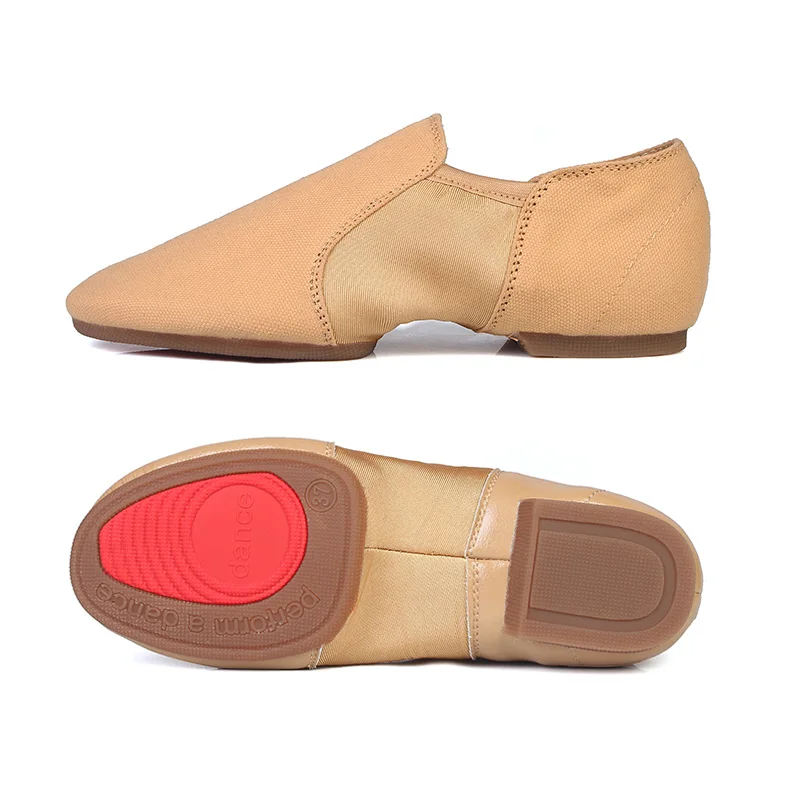 Brown Rubber Sole HROYL парусиновая обувь для джаза танцевальная обувь PU для мужчин Бальные танго женские танцевальные туфли кроссовки для взрослых детей - Цвет: Brown Rubber Sole