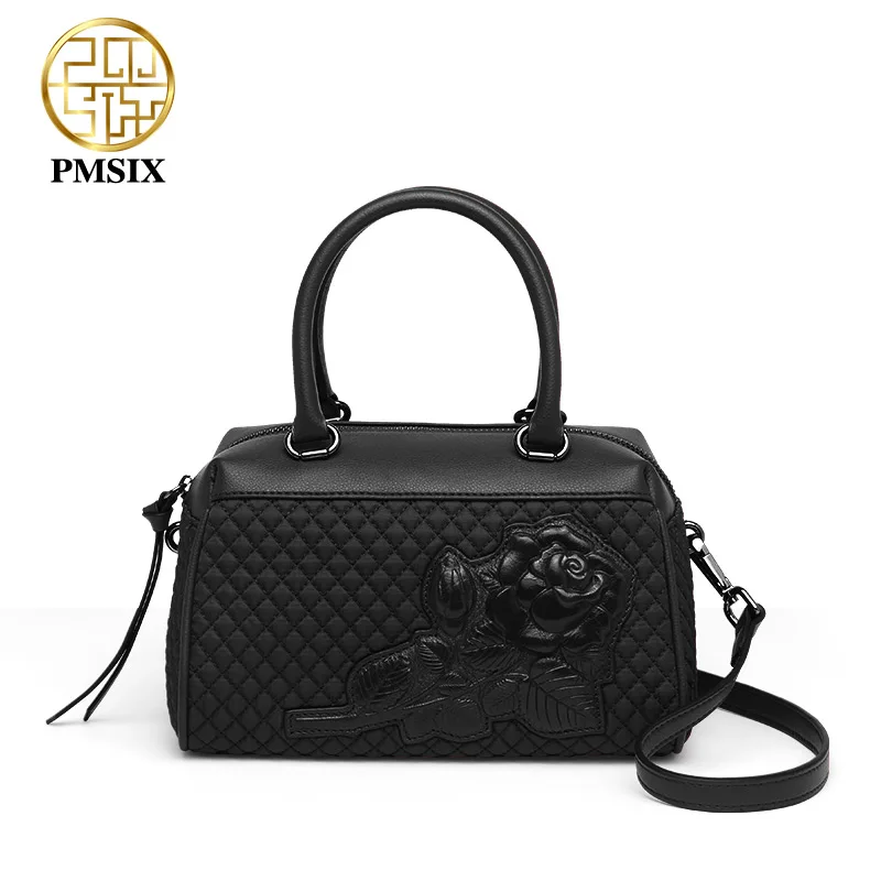 PMSIX 2020 Casual Embossed Floral Canvas Women's Bags With Long Shoulder Straps High Quality Bag Female Red Designer Handbags | Багаж и