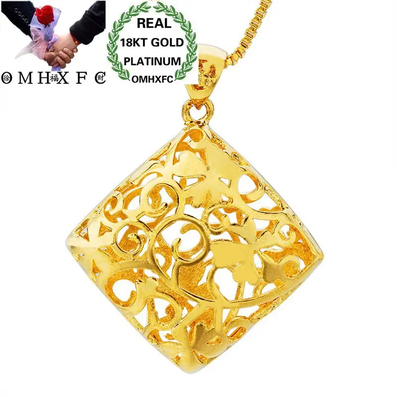 

OMHXFC оптовая продажа, Европейская мода, женские, мужские, унисекс, вечерние, подарок на день рождения, свадьбу, полый ромб, 18 кт, настоящее золо...