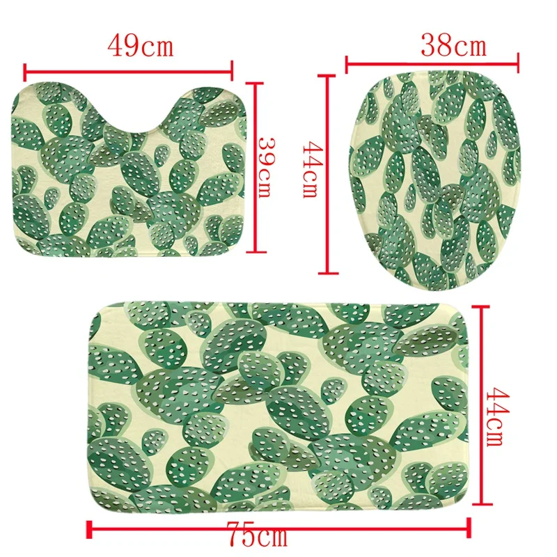 4 шт. набор для декора дома и ванной комнаты желтый фон с рисунком кактуса чехол