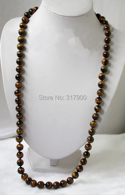 Очаровательное круглое Ожерелье тигровый глаз 33 дюйма 12 мм|tiger eye charm|tiger necklace