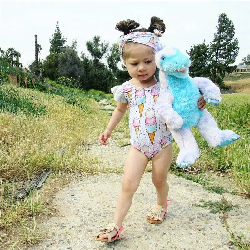 Милый детский летний комбинезон Pudcoco для новорожденных девочек с принтом