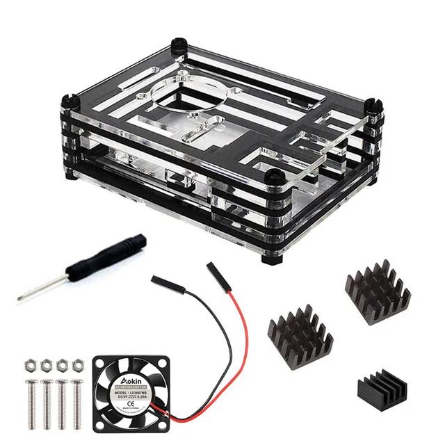 Bundle 4 Для Raspberry Pi 3 Чехол 9 слой Акриловый чехол Корпус охлаждающий вентилятор и радиатор для Raspberry Pi 3 Model B+ Plus - Цвет: Bundle 4