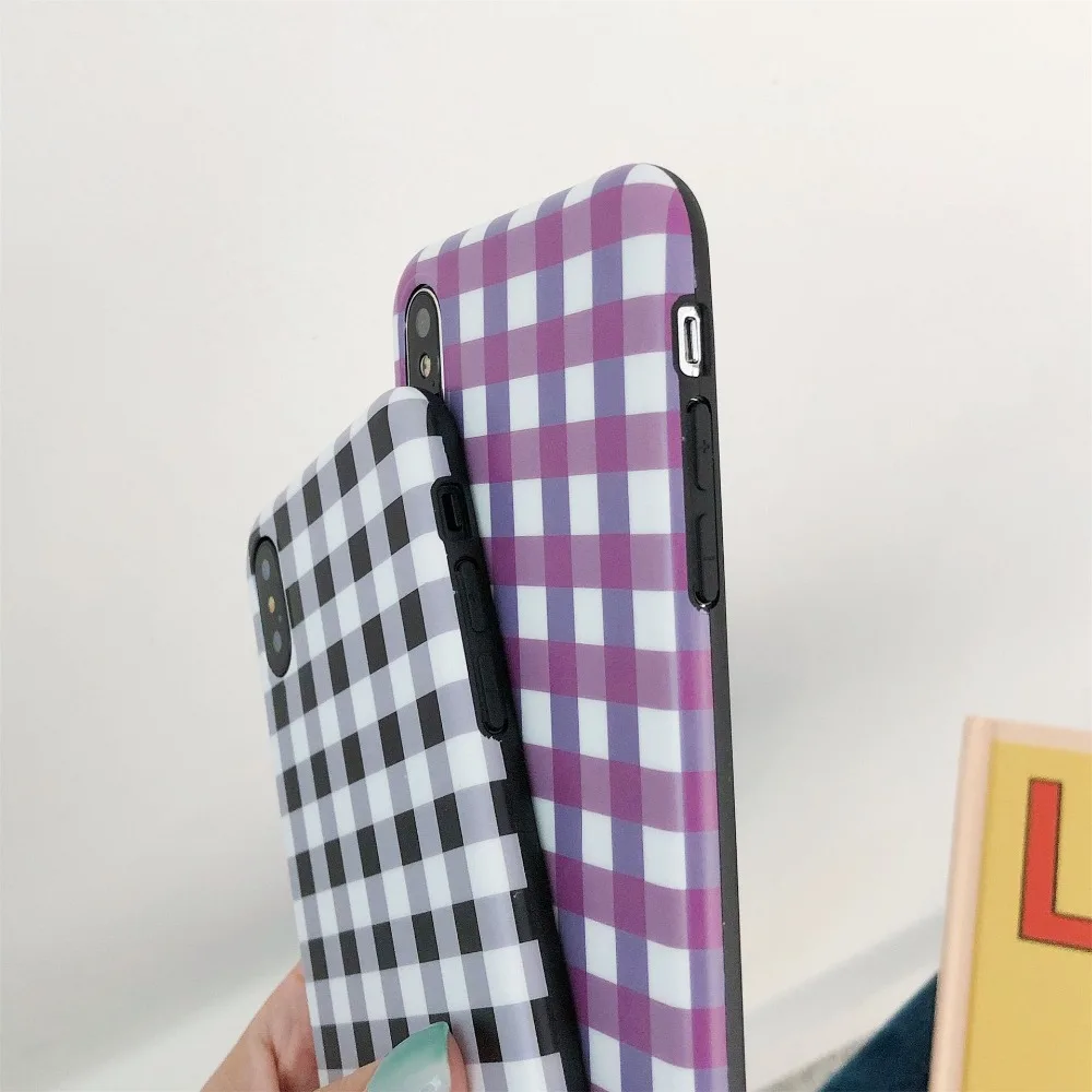 Colorful Grid Patterned Phone Case For iPhone 6 6s 7 8 plus XR X XS Max Back Cover Cute Smile Soft Cases Coque |