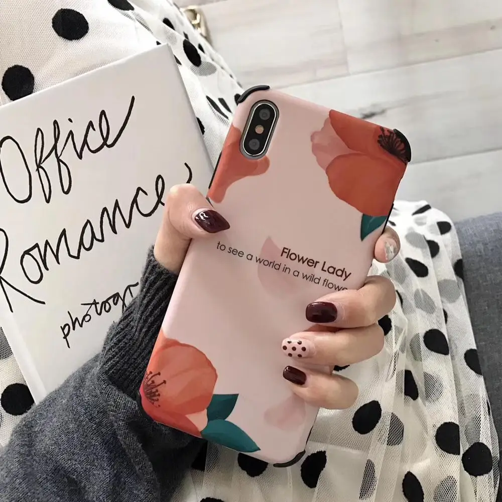 Korean style fresh floral Case for Good girlfriends iPhone X case XR XS MAX 6 Plus 6s 7 iphone 8 plus women |