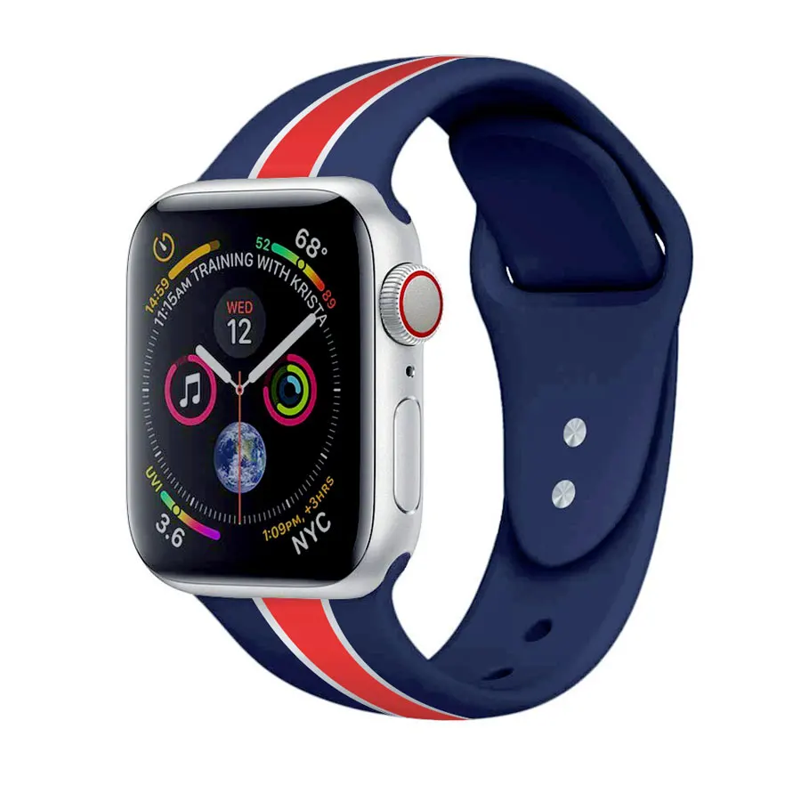Ремешок в полоску для apple watch band 44 мм 40 мм iwath band 42 мм 38 мм Correa Sport Силиконовый Браслет ремешок для часов apple watch 4 3 2 1