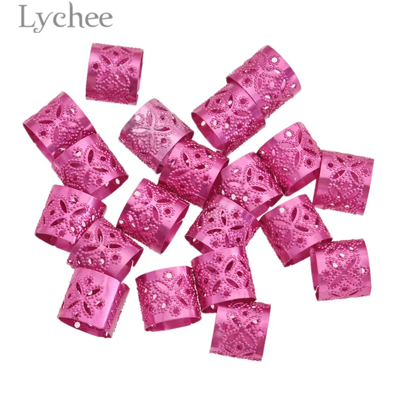 Lychee 20 шт модные алюминиевые дреды бисер смешанный цвет полые волосы оплетка