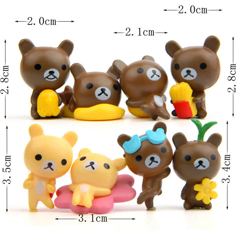 20pcs/set Kawaii Zakka 8 Rilakkuma Bear Lazy DIY Cake Doll Toys Figurines Fairy Ggrden Miniature Home Decoration Accessorie | Дом и сад