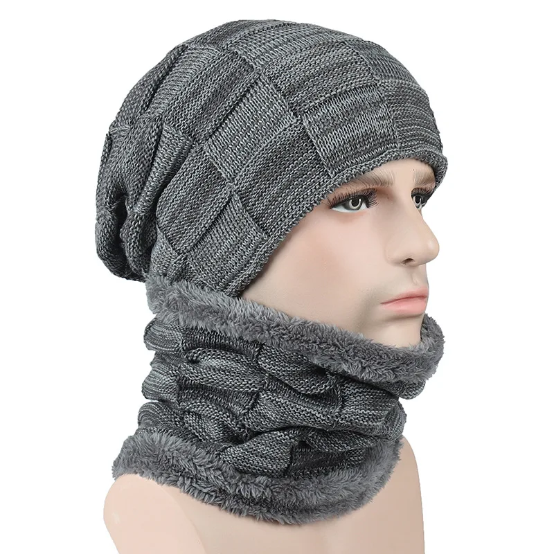 Зимние шапочки шапка шарф набор Skullies Beanies мягкие теплые Мешковатые с черепом