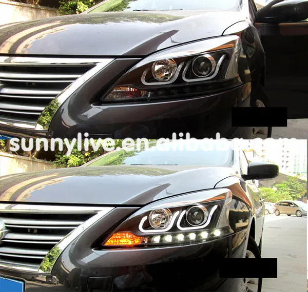 For Nissan Sylphy B17 Sentra 2012-2014 year LED Headlight U style Angel Eyes Projector Lens LF | Автомобили и мотоциклы