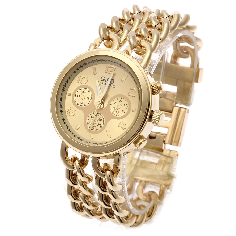 

Relogio Feminino Gold G&D Women Analog Quatz Wristwatches Stainless Steel Fashion Watch Reloj Mujer Womens Top Brand Luxury Gift