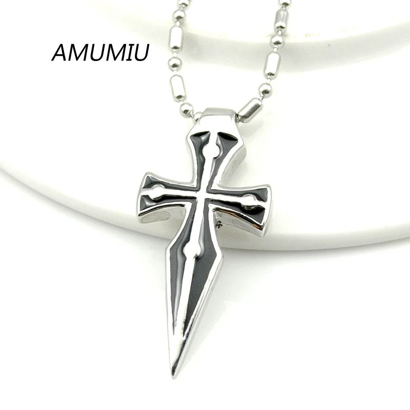 Мужские Подвески AMUMIU в стиле хип хоп из нержавеющей стали Thunder Crucifix Cross трендовая