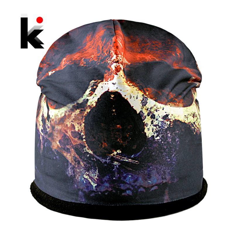 Новые зимняя шапка мужскаябини мужские зимние теплые шапки для женщин череп 3D