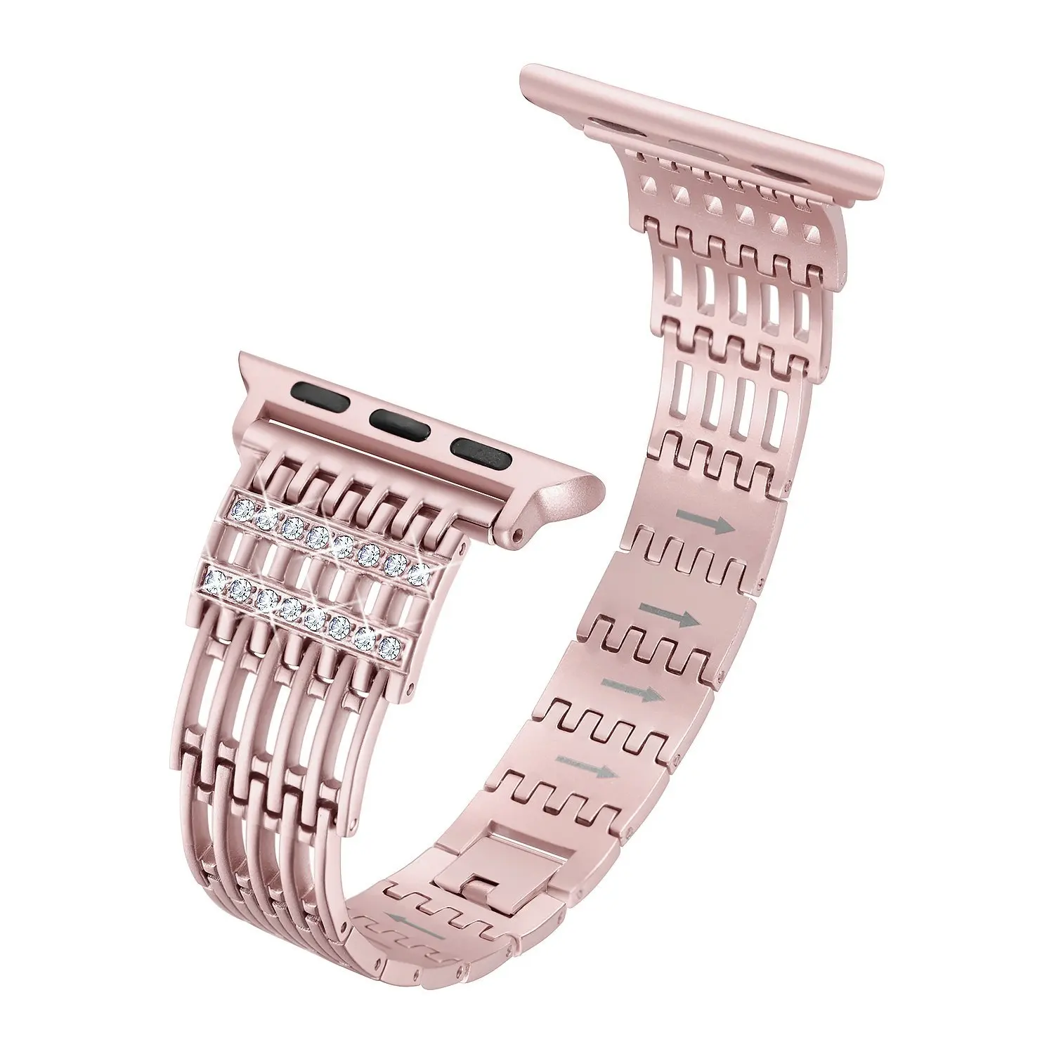 rose pink Алмазный ремешок из нержавеющей стали для Apple Watch band 38 мм/42 мм/40 мм/44 мм браслет женский браслет iWatch band Series 5 4 3 2 1 - Цвет ремешка: rose pink