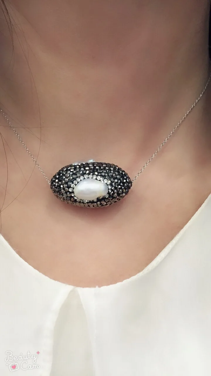 jewelry set necklace and earring natural fresh water pearl pendant drop fashion women |