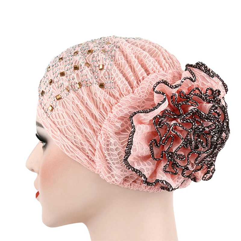 Women Rhinestone Cap Cancer Chemo Headscarf Hat Muslim Stretch Sleeping Scarf |