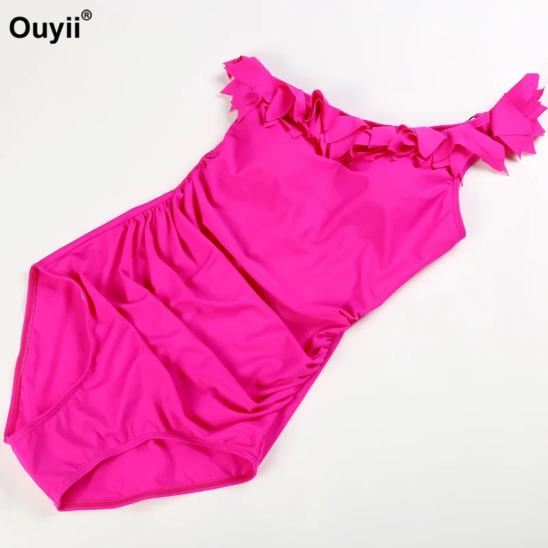 Новинка 2019 Цельный купальник гофрированный с треугольным лифом на одно плечо