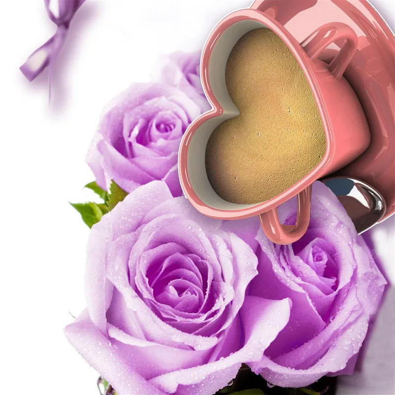 Purple Rose Love Mug picture home decoration DIY5ddiamondpainting diamond inlaid full diamondstitch gift | Дом и сад