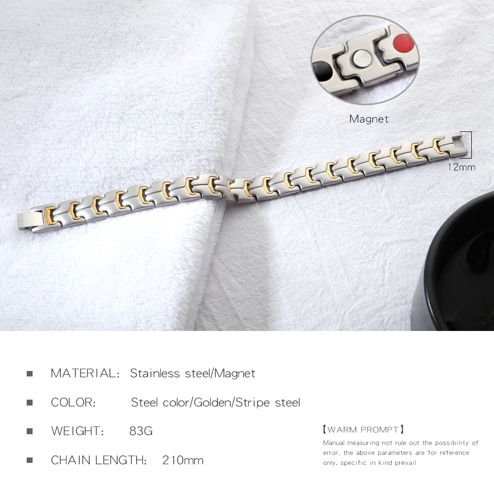 Mens Titanium Magnetic Therapy Bracelet Double Row 4 Element Pain Relief for Arthritis and Carpal Tunnel | Украшения и аксессуары