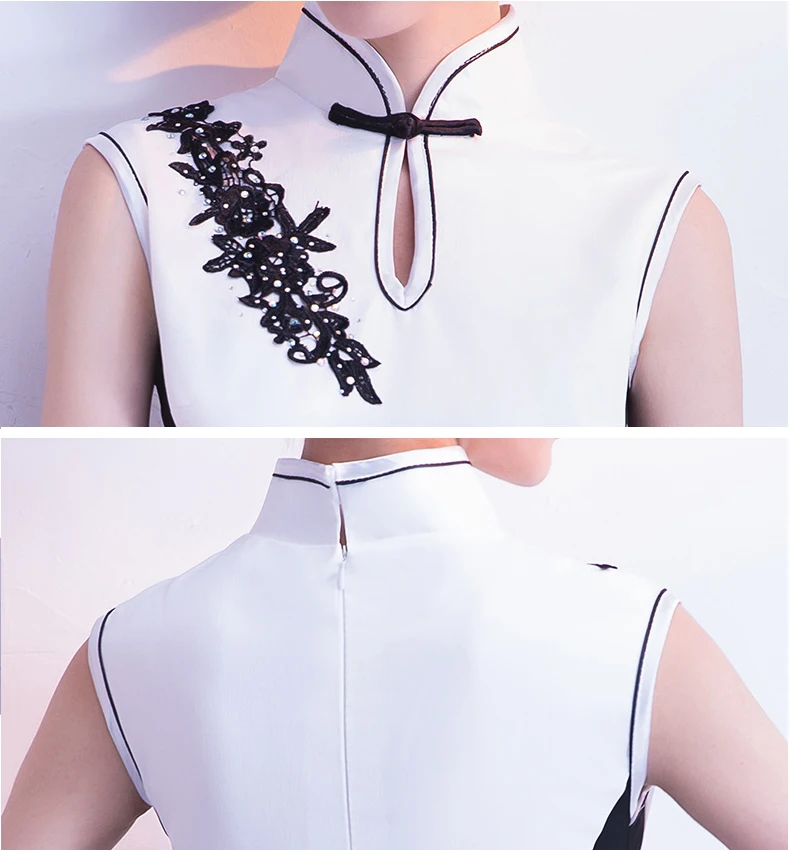 

Sexy White Long Cheongsam Spring Vintage Chinese style Sleeveless Dress Womens Rayon Qipao Slim Party Dresses Button Vestido