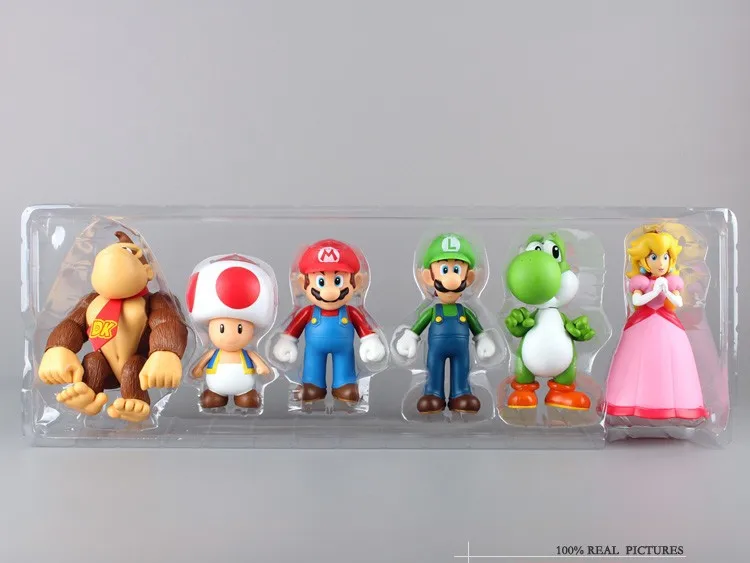 Super Mario Bro Марио и Луиджи Донки Конг персик жаба yoshi ПВХ Фигурки Модель игрушки куклы " 12 см 6 шт./компл. New in Box SMFG198