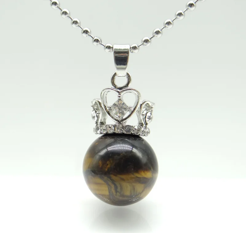 1 шт. круглые бусины с серебряным покрытием инкрустированные тигриным глазом