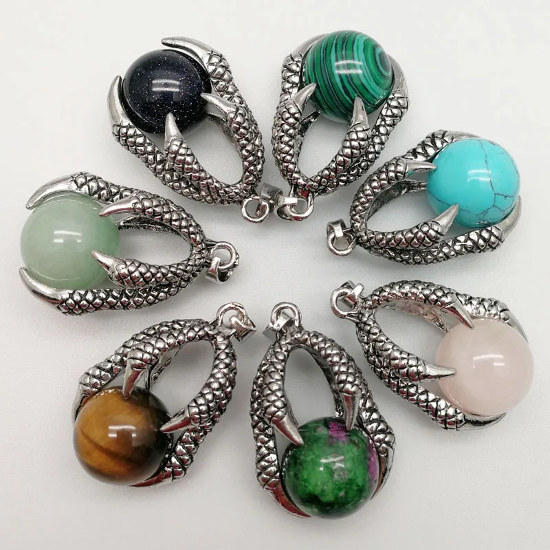 Натуральный 16 мм круглый шар камень Бусины Дракон коготь обернуть подвески для