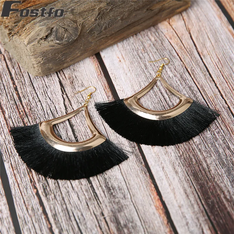 Fostfo Boho розовые красные длинные кисточки большие серьги для Женский винтажный
