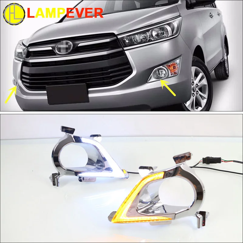 Lampever автомобиль светодиодный DRL для Toyota Innova 2016 2017 ксенон белый Противотуманные