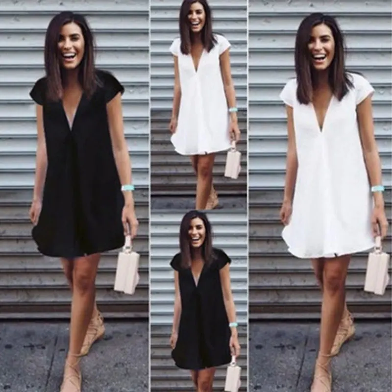 2017 летние платья Новые повседневные женские сексуальные вечерние шифоновые с