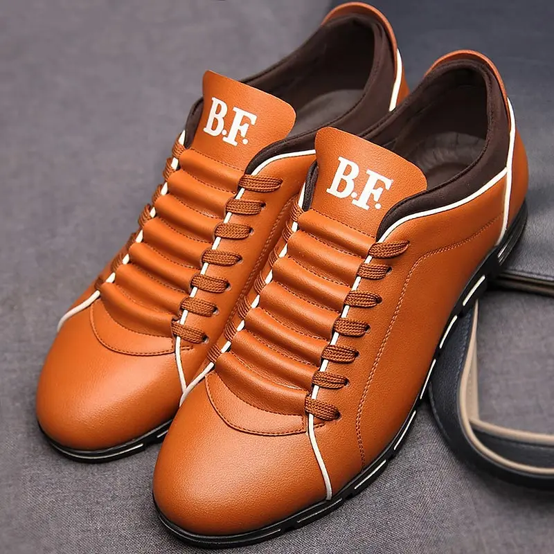 

Shoes Men Sneakers Solid Lace-up Casual Men Shoes Low Heels Comfortable Mans Footwear PU Leather Flats Adulto Zapatos De Hombre