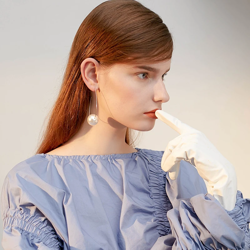 Искусственный жемчуг темперамент серьги личности длинные Позолоченные