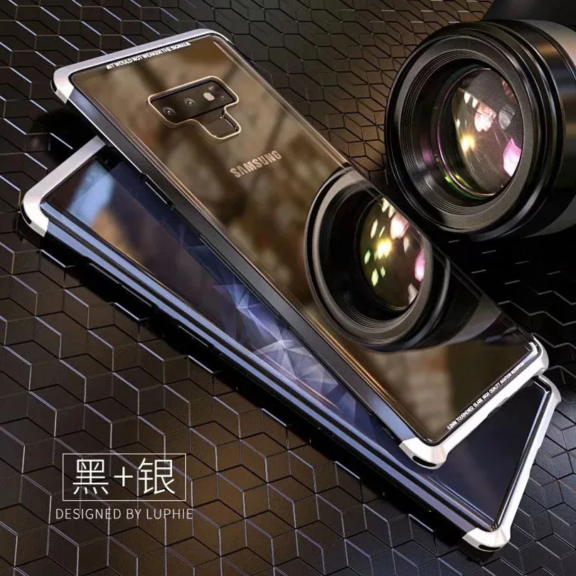 Чехол LUPHIE для samsung Galaxy Note 9 Note 8, чехол для телефона, алюминиевая металлическая рамка из поликарбоната, задняя крышка из закаленного стекла для samsung Note9 Capa